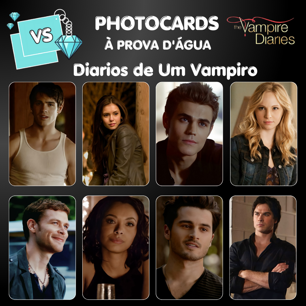 Kit Photocards 360g Diarios de Um Vampiro à prova d'água Fanmade 5.5x8.5cm Damon Elena Stefan Bonnie