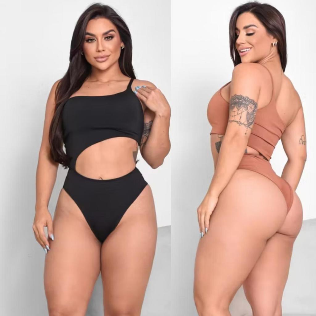 Body Maiô Collant Feminino Um Ombro Mula Manca Recorte Verão Modelador em Oferta na Shopee