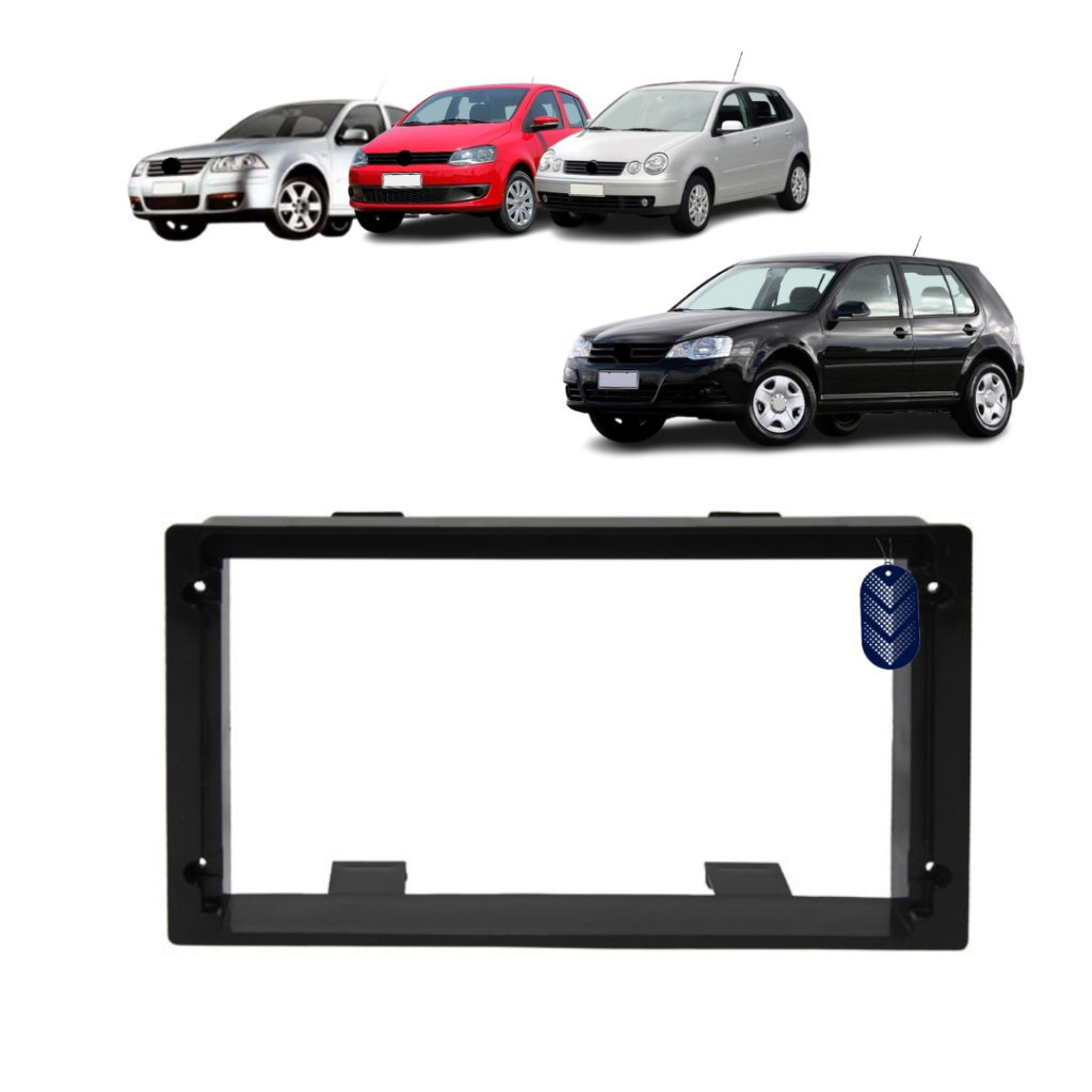 Moldura De Painel 2 Din Multimidia 10 ou 9 polegadas VW Golf, Polo Fox Bora Space Fox Space Cross Preto