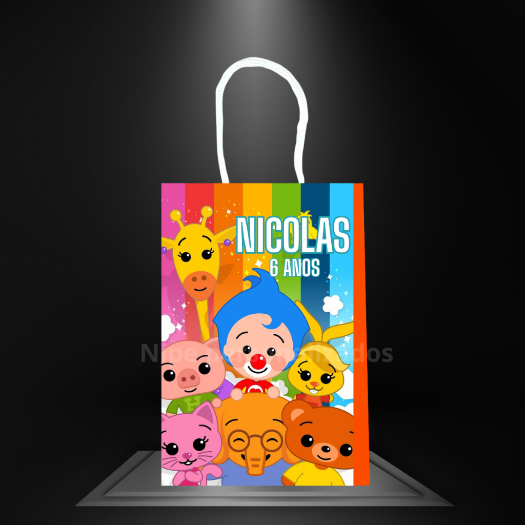 Sacolinha palhaço plim plim ( PEGUE E MONTE ) sacola surpresa personalizada aniversario lembrancinha