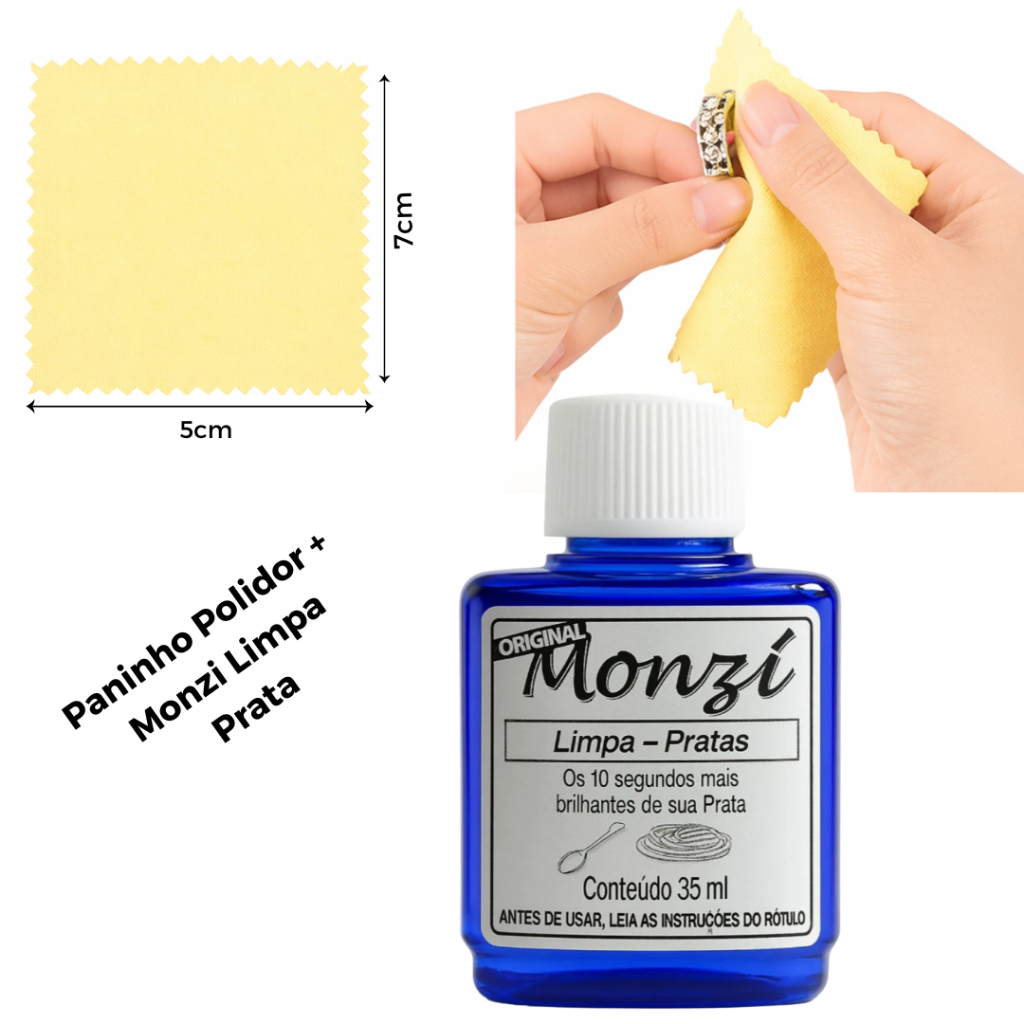 Limpa Prata monzi original frasco 35ml +01mini flanela polidora// e outros kits (escolha) em Oferta na Shopee