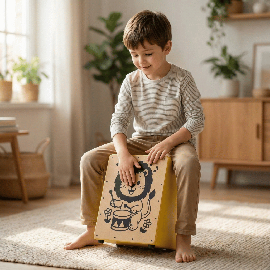 Zaidan’s Cajon Infantil Inclinado com Esteira 12 Fios MDF Tampo em Compensado 31×24×25cm Fabricação Nacional