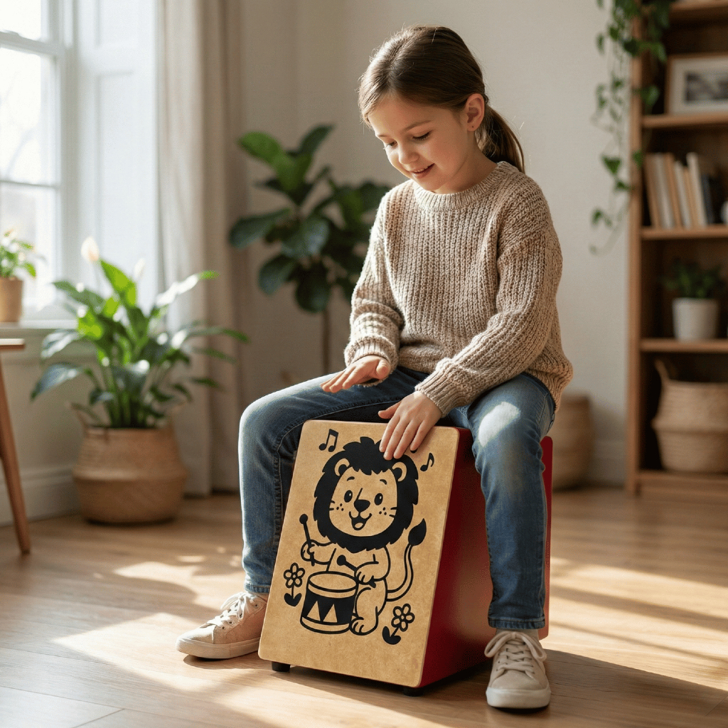 Zaidan’s Cajon Infantil Inclinado com Esteira 12 Fios MDF Tampo em Compensado 31×24×25cm Fabricação Nacional