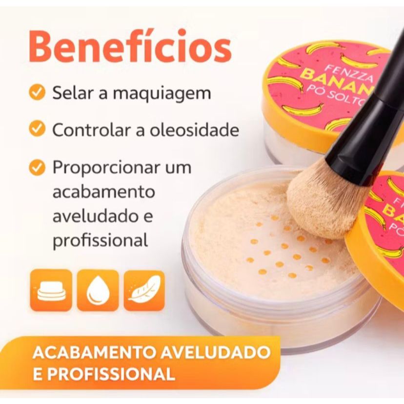 Pó Solto Banana Fenzza 15g Facial Ultra Fino Acabamento Aveludado