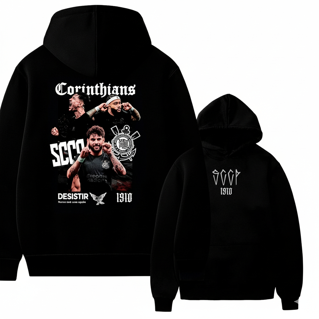 Moletom Masculino Corinth Time Canguru Agasalho Futebol Com Capuz Blusa De Frio Timão
