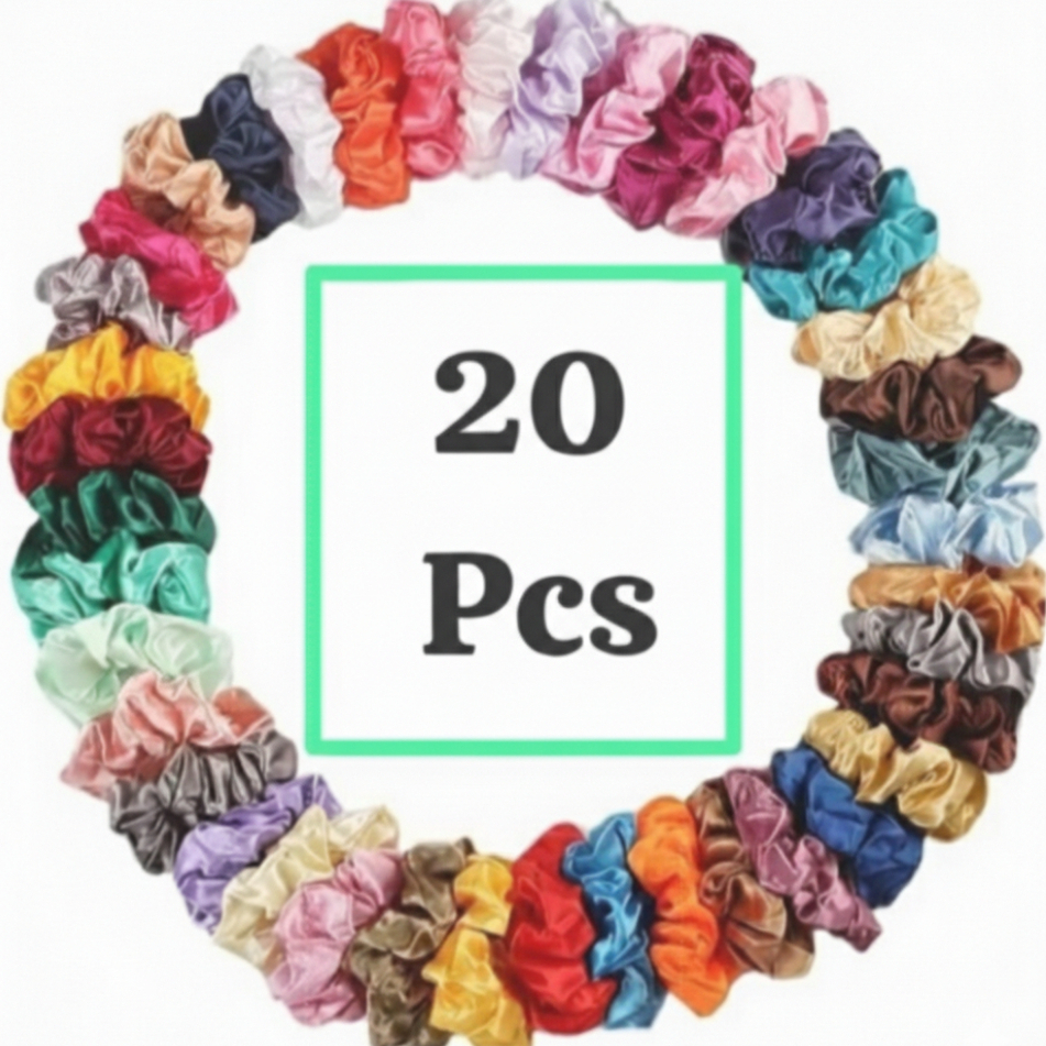 Kit 20 Xuxa de cetim Xuxinha Scrunchie Elástico De Cabelo Diversas CORES Ant-frizz Grande