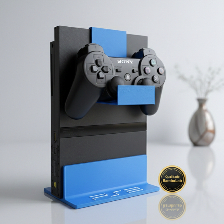 Suporte Premium para PlayStation 2 + 2 Suportes de Controle | Impressão 3D