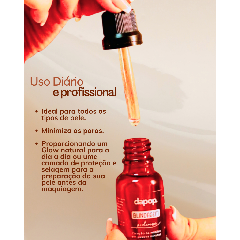 Kit Blindagem Poderosa 15 ml + Bruma Rosa Mosqueta + Base Fluída Bem Basiquinha