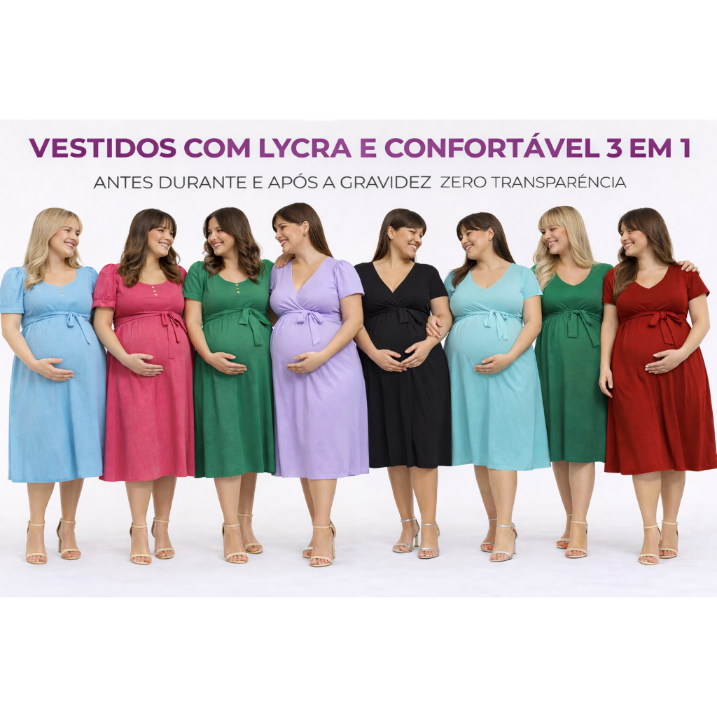 Vestido par Gestantes Grávidas Pós Parto Rodado Soltinho Moda Evangélica Plus Size Midi ideal Para Saída de Maternidade