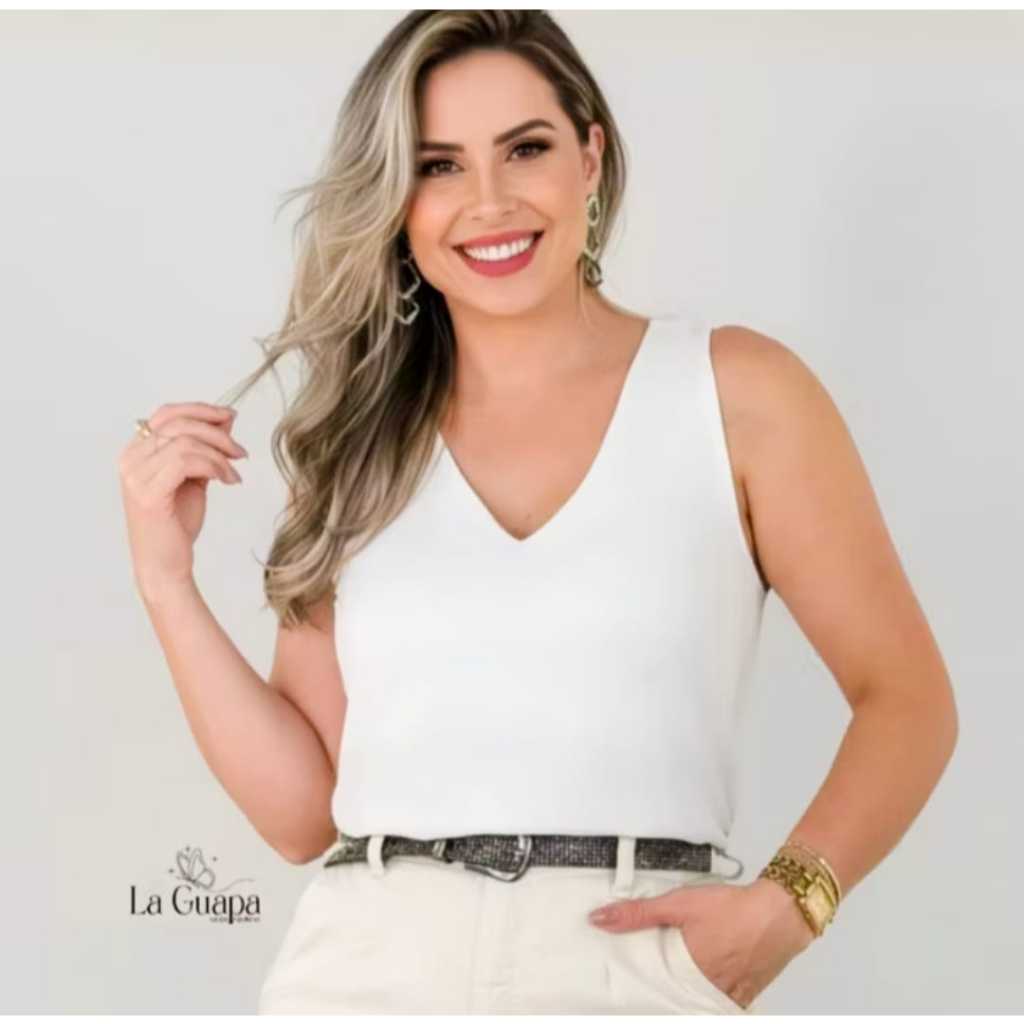 Blusa Regata Feminina Alça Larga Grossa Duna Regata Lisa Básica Elegante