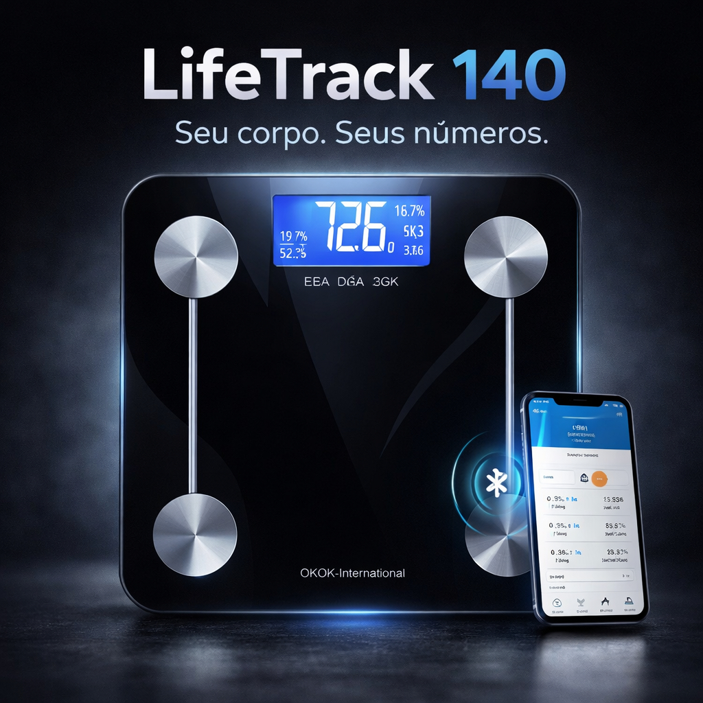 Balança Inteligente Digital Bioimpedancia Alta Precisao Capacidade 140kg Preta Fitness