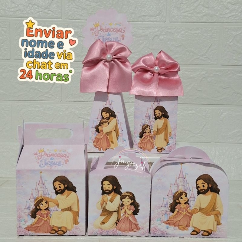Kit Caixinha personalizada Princesa de Jesus lembrancinha personalizada evangélica tema Princesa de Jesus