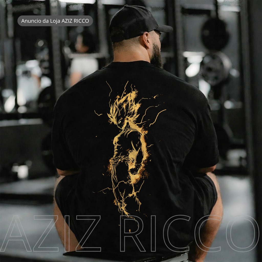 Camiseta Oversized Streetwear Vegeta Saiyajin 100% Algodao Academia dia a dia unisexx Registrado