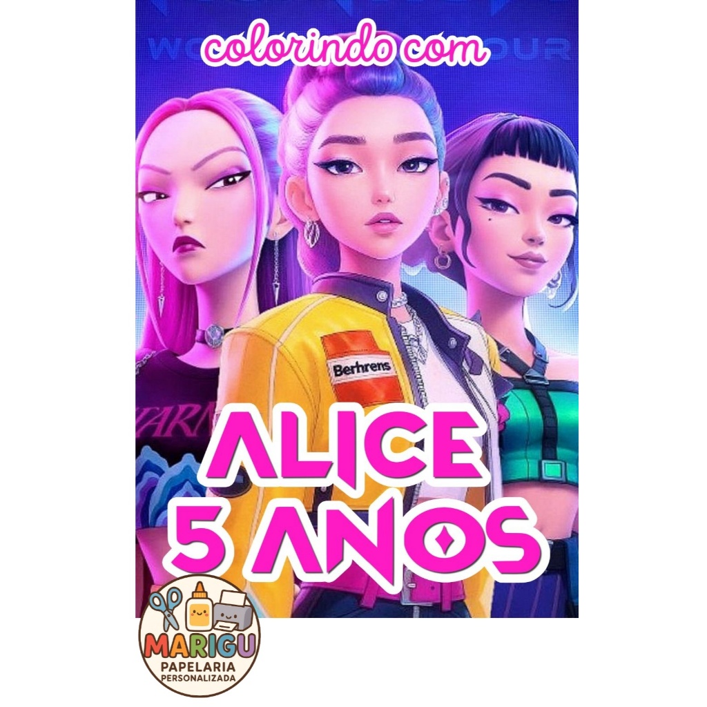 Mini Livro de colorir personalizado lembrancinha aniversario Guerreiras KPOP Demon Hunters Huntrix