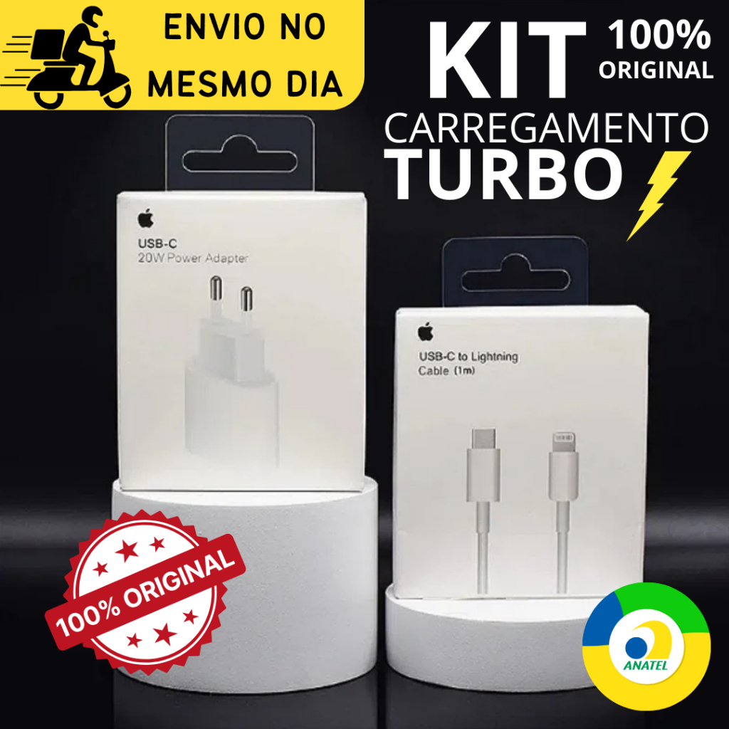 {ORIGINAL} KIT Carregador Cabo E Fonte Turbo Tipo C XR,11,12,13,14 LACRADO