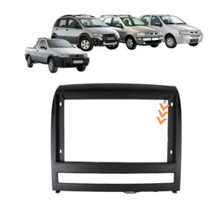 Moldura painel 2 Din Multimidia DVD 10 ou 9 polegadas Palio Siena Weekend Strada Preta em Oferta na Shopee