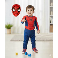 FANTASIA INFANTIL MENINO HOMEM ARANHA COM MÁSCARA DE 1. A 2 ANOS ENVIO IMEDIATO