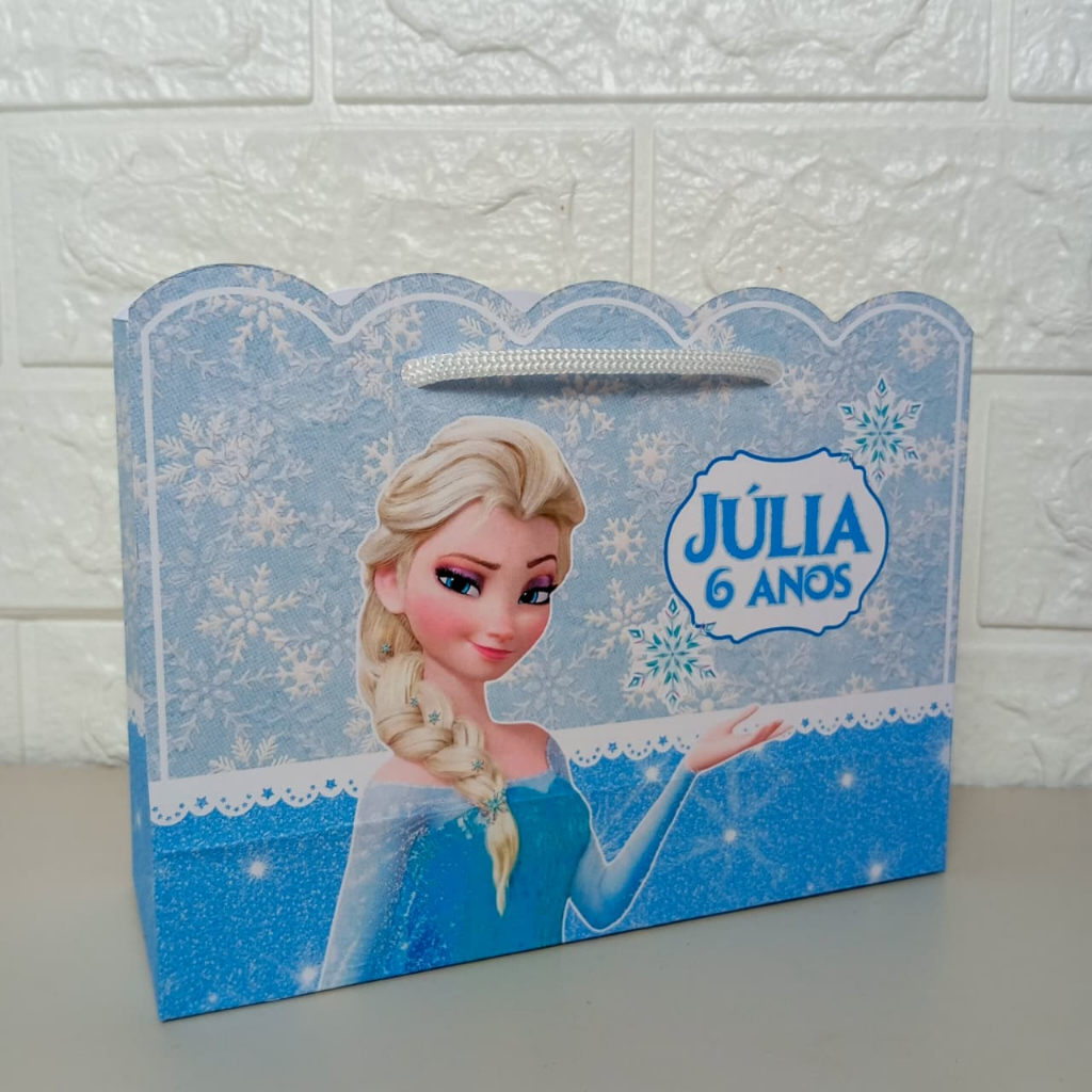 Sacolinha PEGUE E MONTE Personalizada Frozen Elza | Lembrancinhas | Aniversário | Sacola Surpresa | Mimos | Milk