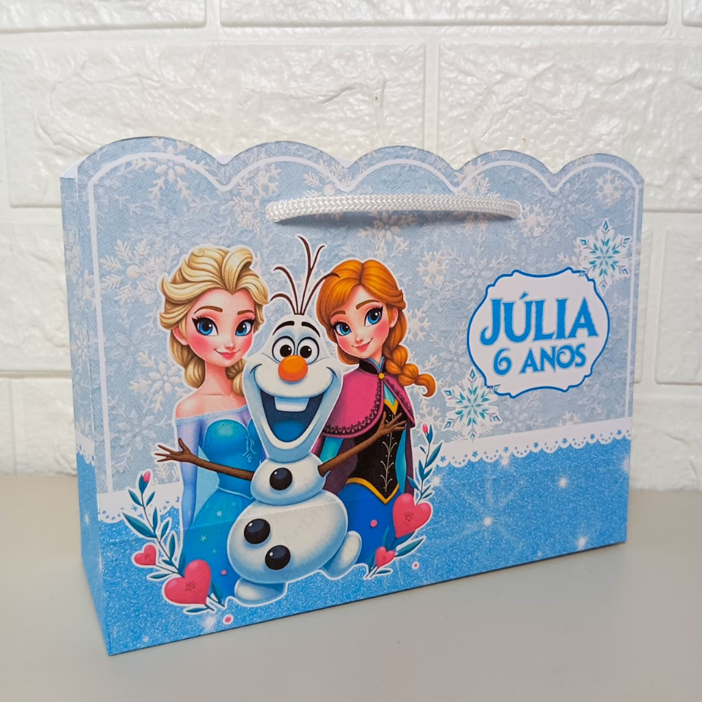 Sacolinha PEGUE E MONTE Personalizada Frozen | Lembrancinhas | Aniversário | Sacola Surpresa | Mimos | Milk