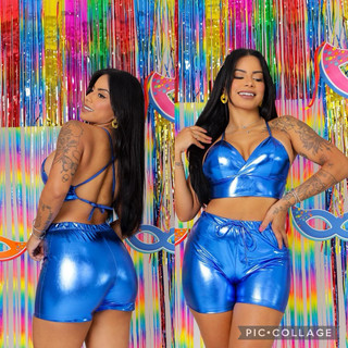 Cropped METALIZADO 03 Com  Bojo y Cadastro  Longo Ideal Pra  Carnaval  ,