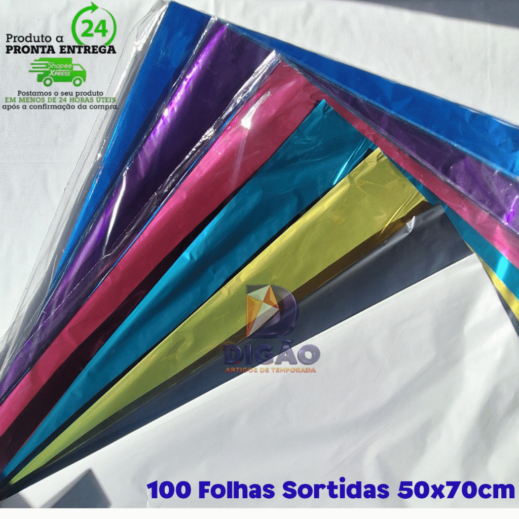 Embalagem para Ovos de páscoa 49x70 100 unidades cores sortidas