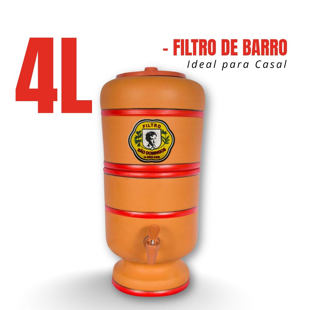 Filtro de Barro São Domingos Pequeno 2+2 Litros Completo Total 4 Litros em Oferta na Shopee