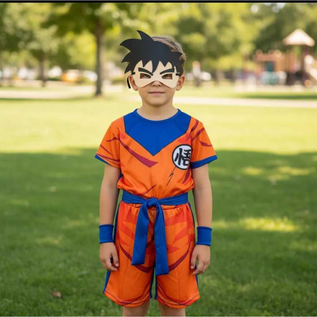 Fantasia Infantil Menino Goku  Com Máscara Eva Tecido em Oferta na Shopee