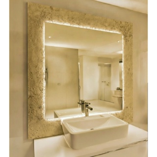 Espelho led luz Quadrado Decorativo banheiro quarto Fonte Ou Bateria Novidade com suporte em Oferta na Shopee