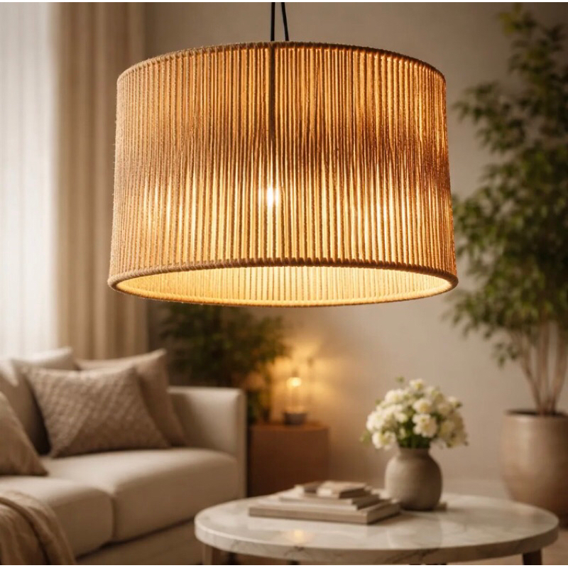 lustre luminária pedente de palha de milho tecido a mão 35x25cm em Oferta na Shopee