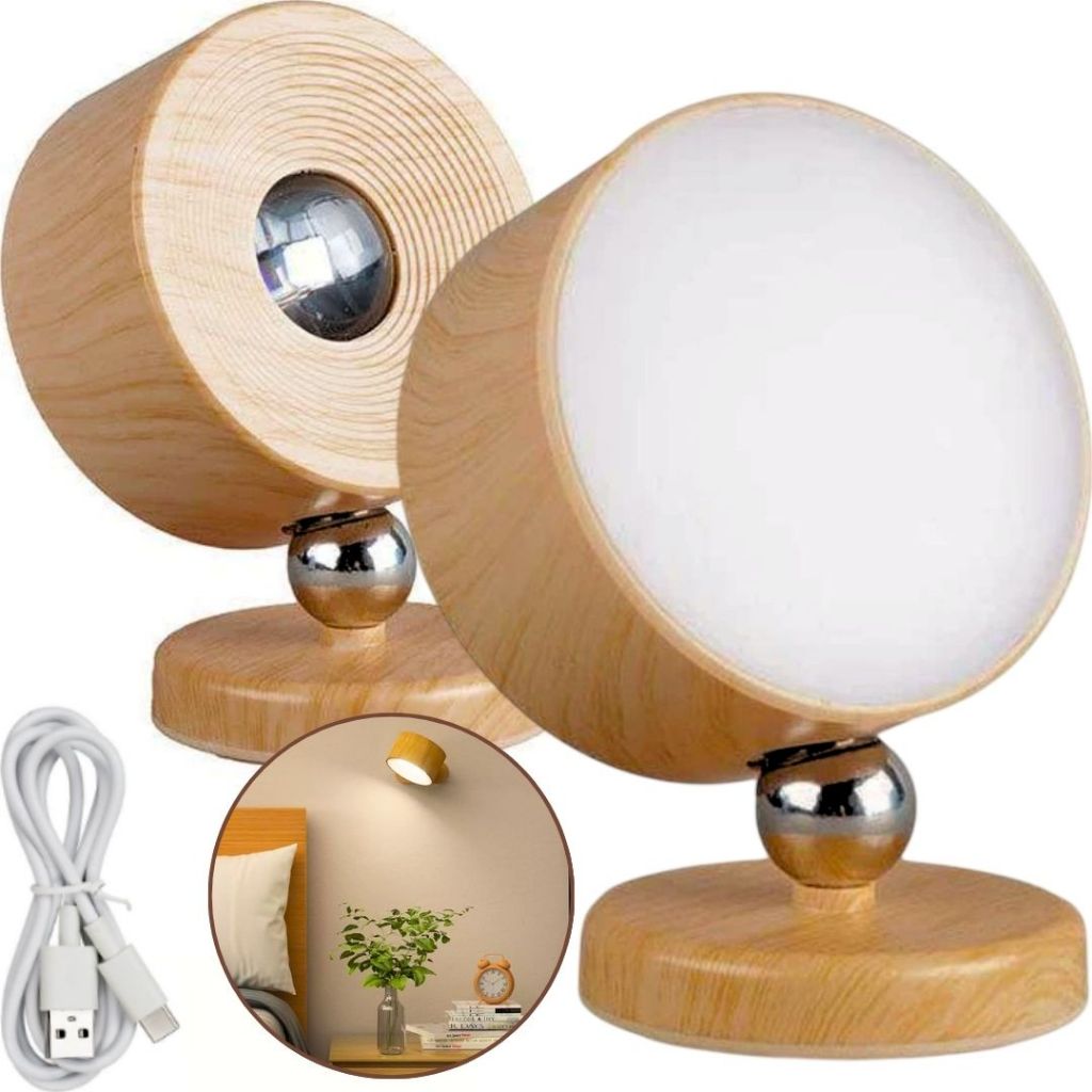 Luminária LED Sem Fio Recarregável Decorativa 3 Tons Luz Arandela Cabeceira Cama Parede Magnética