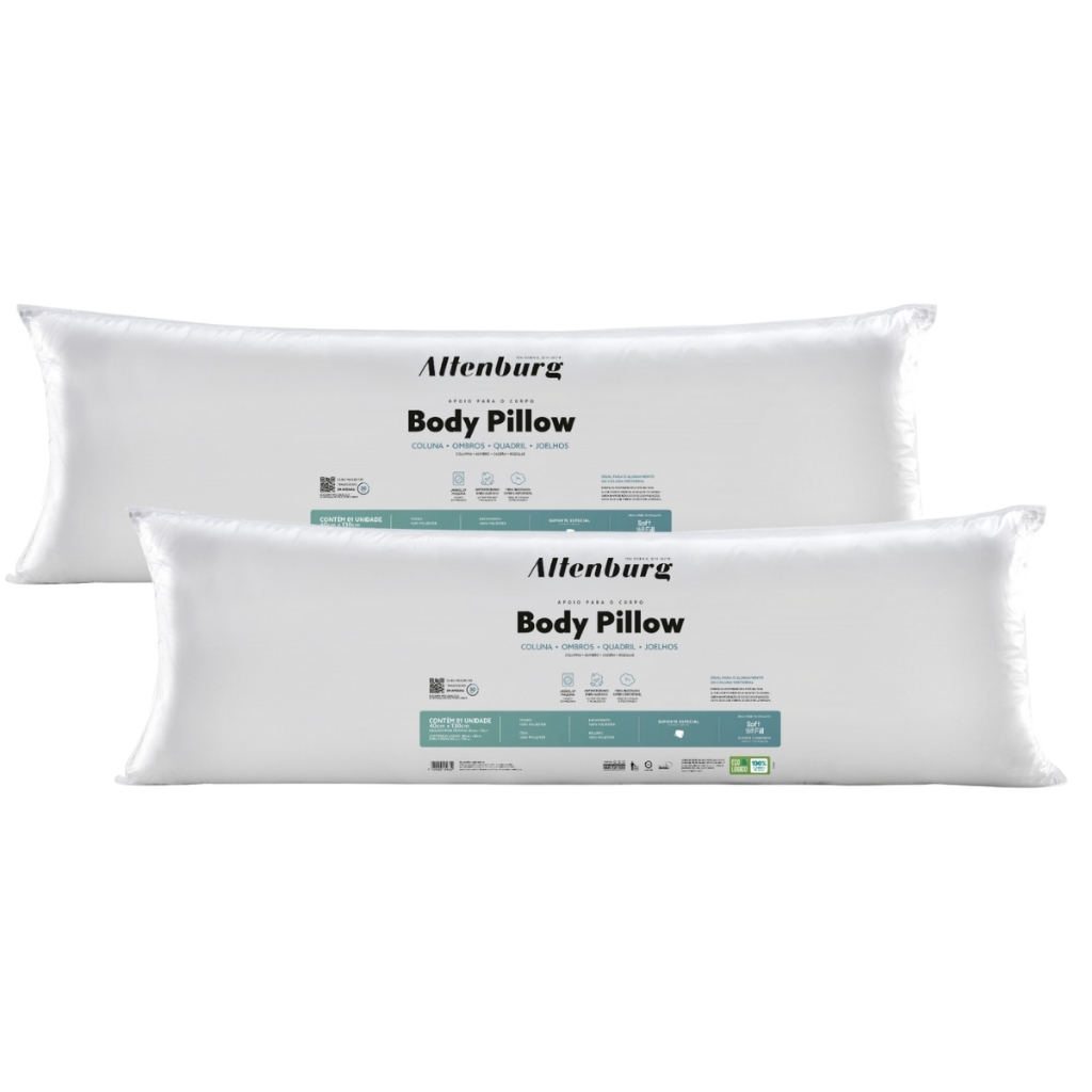 Travesseiros de Corpo Altenburg Body Pillow 40x130cm Microfibra Antialérgico Branco