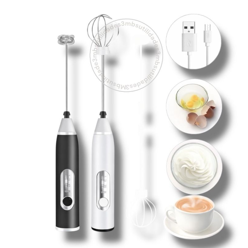 Misturador Batedor Mixer Elétrico para Bebidas Leite Café Clara de Ovos 2 em 1 Utensílios de Cozinha