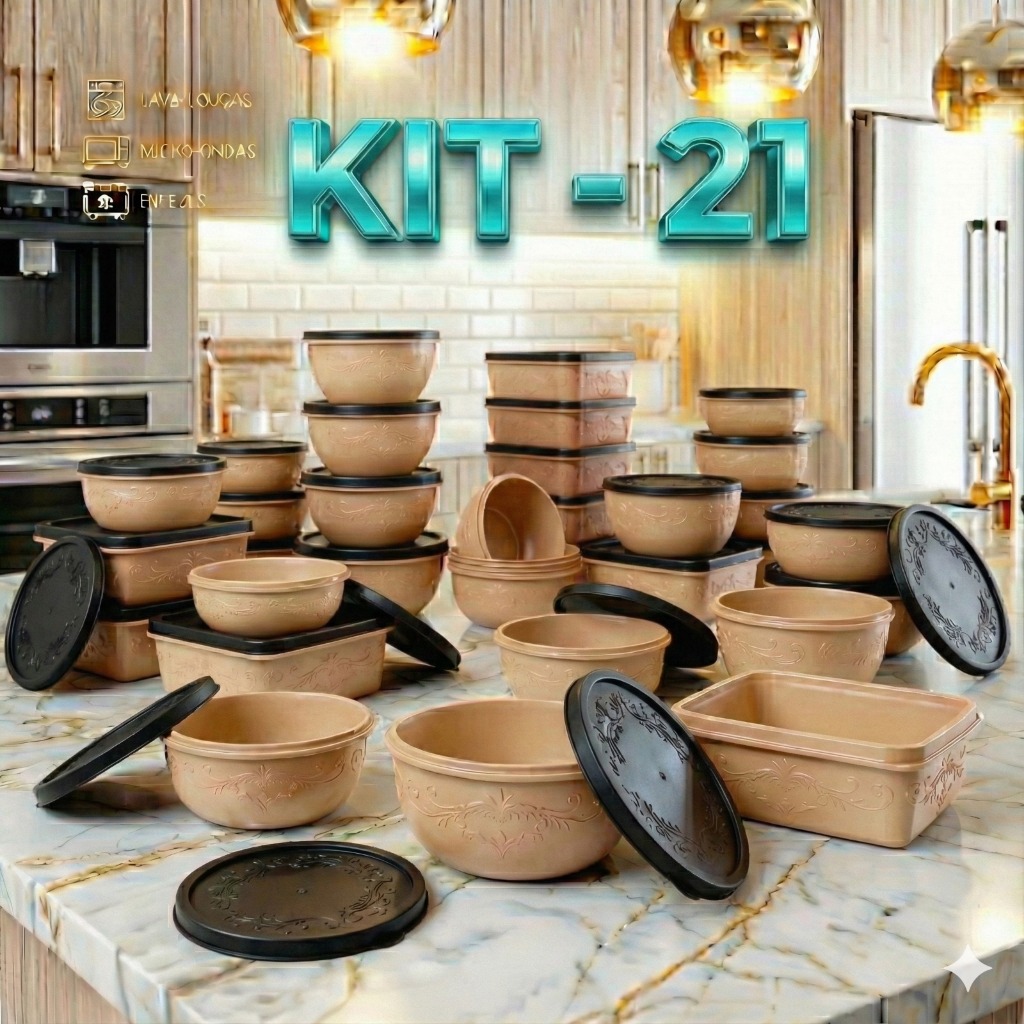 Imagem KIT 21 PEÇAS HERMETICAS MARMITINHAS POTES RESISTENTE MICROONDAS E FREEZER LIVRE DE BPA FREE