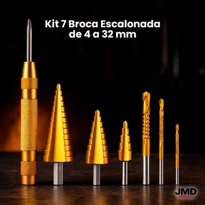 Kit 7 Brocas De Carboneto Triangular Titânio Profissionais 3-12mm Para Fura Tudo