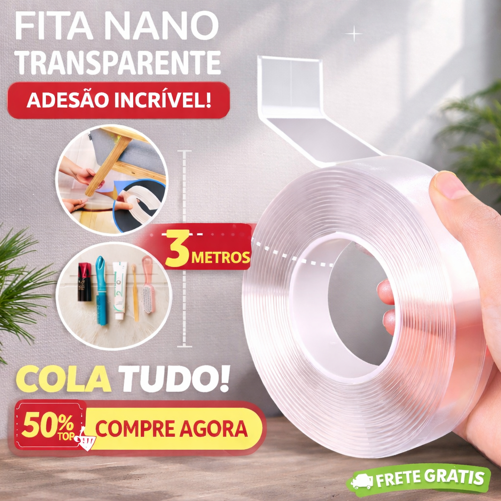 Fita Dupla Face 3M Transparente Extra Forte Silicone Mágica Para Parede Parede Móvel Porta