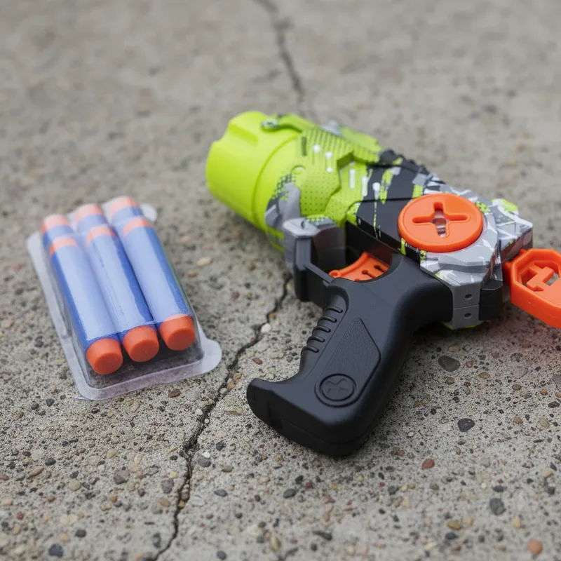 Arma de Brinquedo Infantil Air Blaster Lança Dardos de Espuma Tipo Nerf Com Tambor Giratório