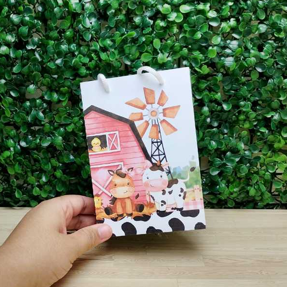 Sacolinha Surpresa Fazendinha Rosa Personalizada Lembrancinha Festa Infantil Pegue e Monte Tamanho P