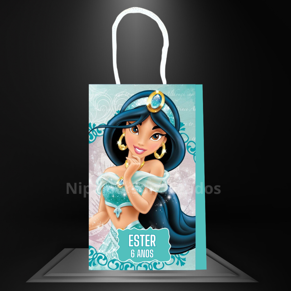 sacolinha Princesa Jasmine Lembrancinha aniversario sacola surpresa personalizada ( PEGUE E MONTE )