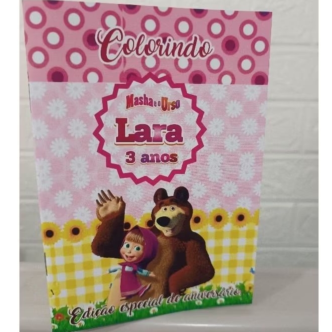 Mini Livro de colorir tamanho 15 x 10 tema MASHA E O URSO e qualquer outro tema livro de colorir para festa infantil