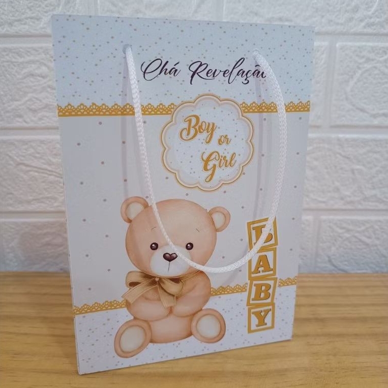Sacolinha Personalizada URSO NEUTRO festa infantil sacola URSO NEUTRO aniversario- URSO NEUTRO CHÁ DE BEBÊ - CHÁ REVEÇÃO