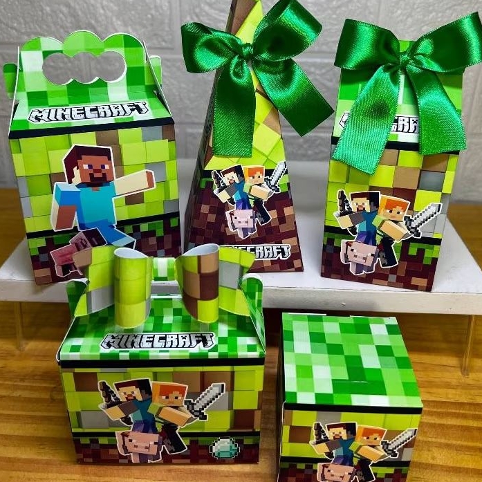 kit caixas Personalizados tema MINECRAFT , caixinhas e lembrancinhas para festa infantil ANIVERSSARIO MINECRAFT