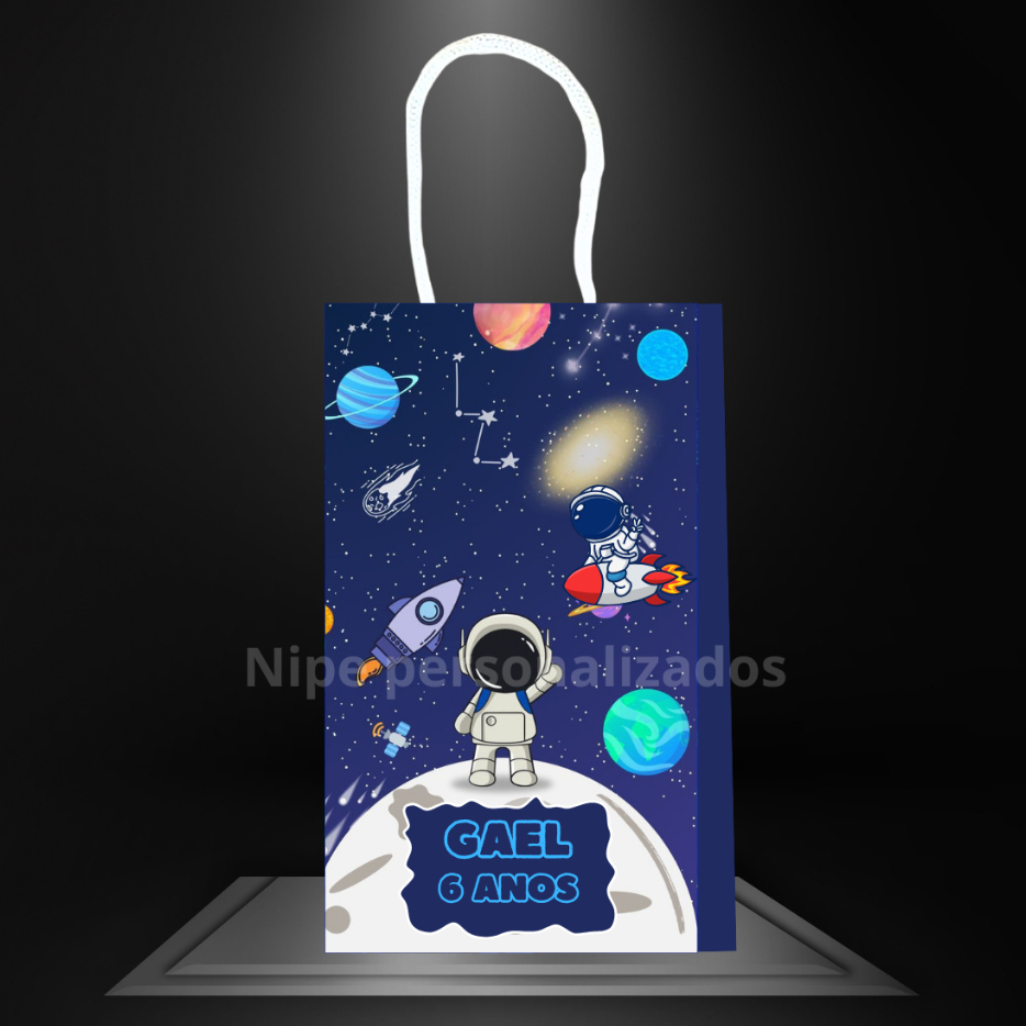 Sacolinha Astronauta Espaço Lembrancinha aniversario sacola surpresa personalizada  ( PEGUE E MONTE)