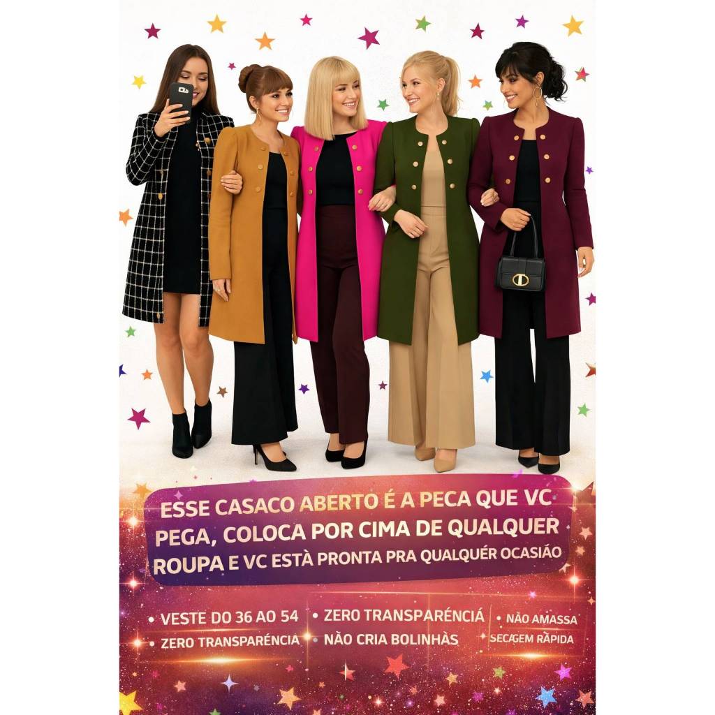 SOBRETUDO CASACO FEMININO CARDIGÃ LONGO ABERTO CASAQUINHO ESTILO VESTE LEG COMPRIDO ABERTO EMBAIXO AGASALHO DE INVERNO