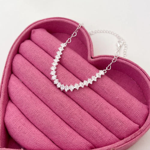 Pulseira Feminina Zircônia Riviera Navete Banhado em prata 925