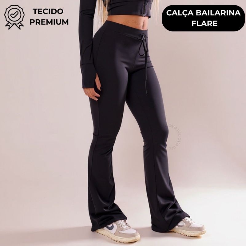 Calça Bailarina Feminina Confortável Tecido Premium Poliamida Moda Gringa Legging Flare Luxo em Oferta na Shopee