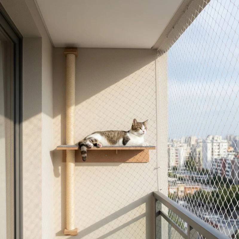 Arranhador torre para gatos de parede com 1 METRO e prateleira grande