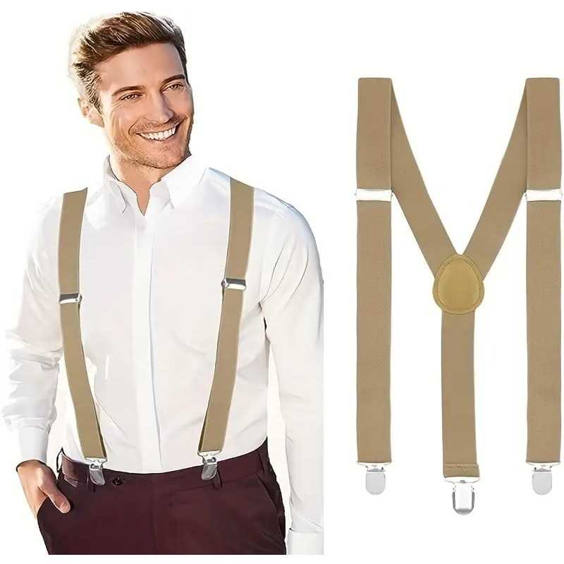 Kit 10 Unissex Suspensório Bege  Ajustável Adulto Feminino e Masculino