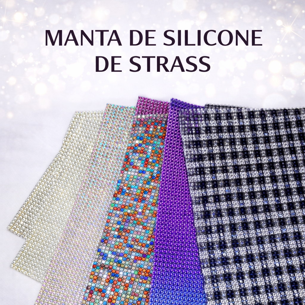 Manta de Silicone com Strass para Customização Artesanato Calçados Bolsas e Acessórios
