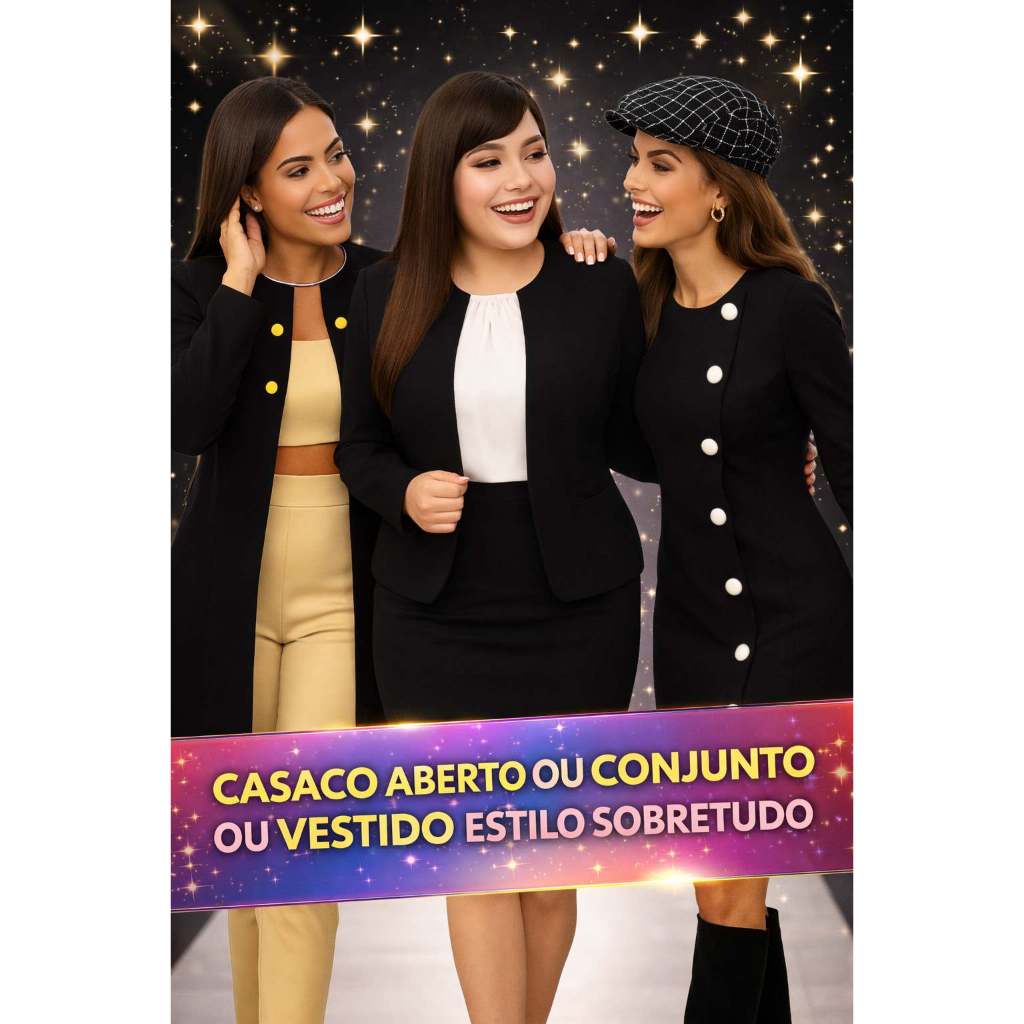 Casaco Sobretudo Cardlgans ou Vestido Midi Estilo Sobre Tudo Botão Moda Evangélica Promoção ou Conjunto Social Plus Size