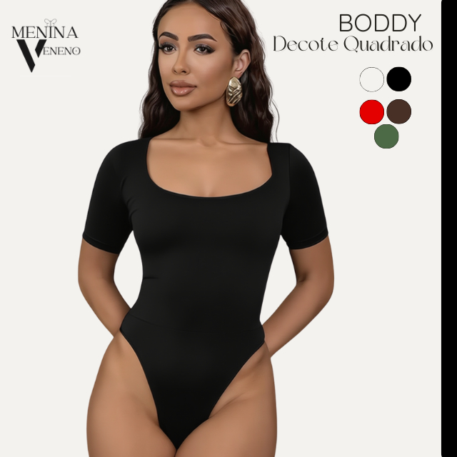 Bory Feminino Decote Quadrado Blusinha Basica dia dia Boddy Manguinha Verão Body Collant Elegante Promoção Envio Imediat